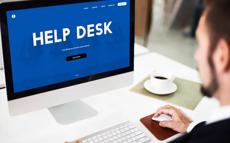 help desk written on a computer screen