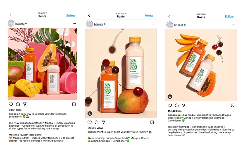 social media post of a juice brand