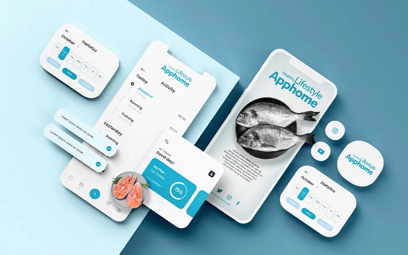 mobile application interface for a fish selling brand
