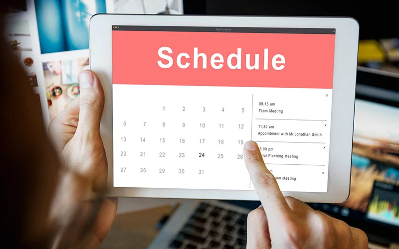 calendar on a tablet screen